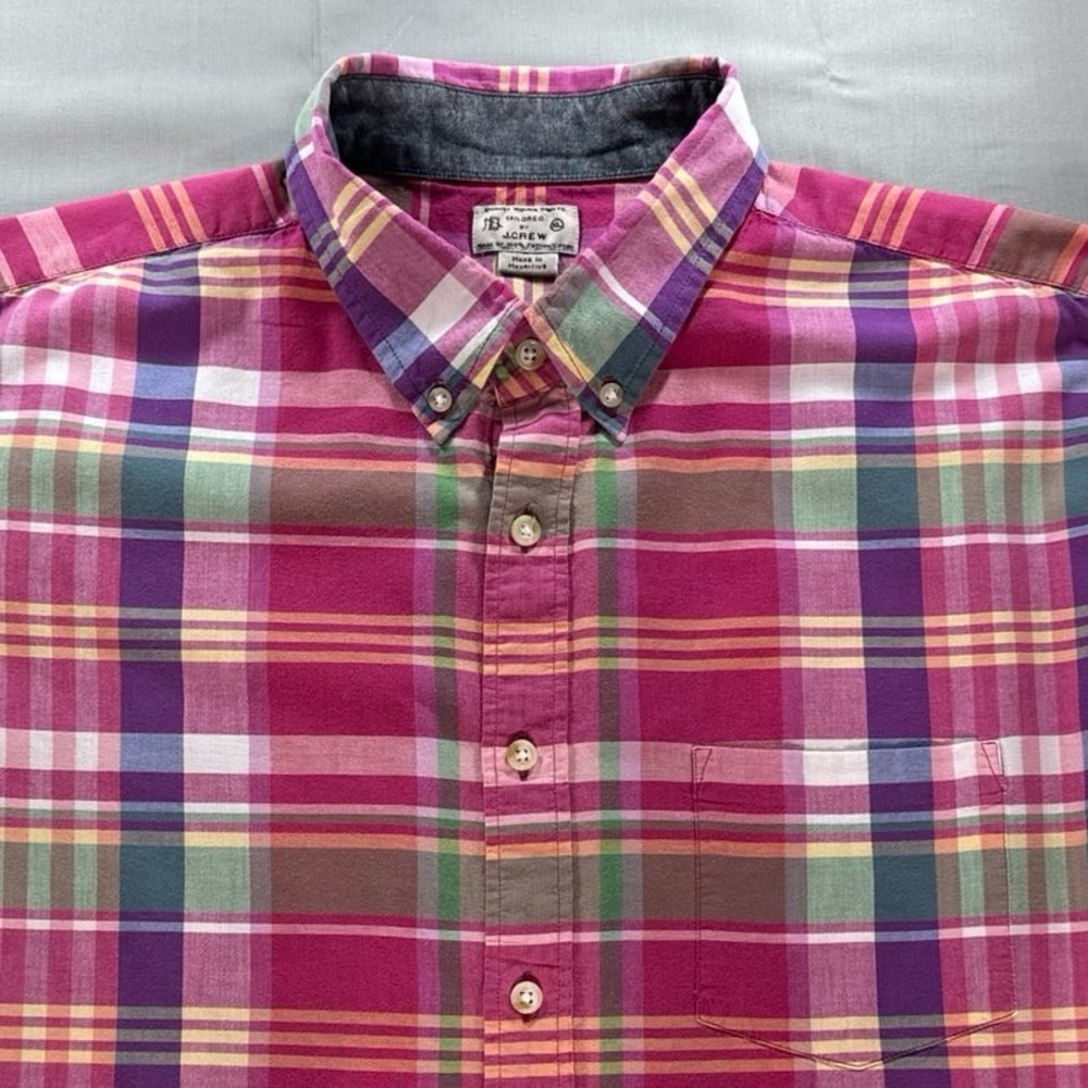 J. Crew Long Sleeve Madras Shirt Men's Size Medium